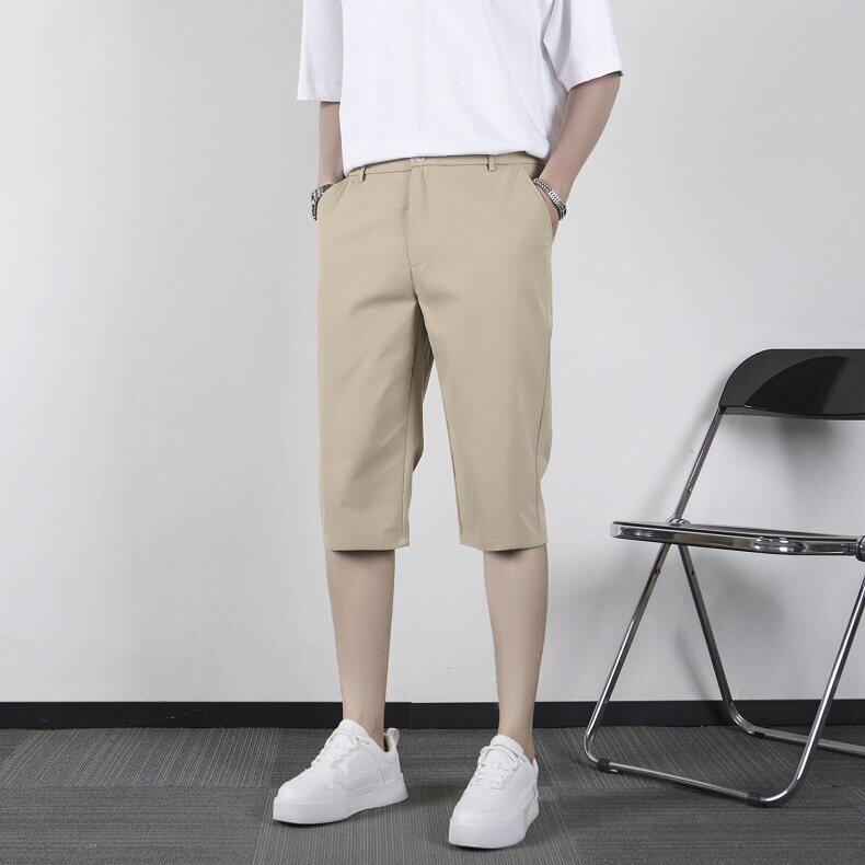 百搭ins潮流新款日系慵懒夏季冰丝商务休闲短裤六分裤宽松KA70,男装牛仔裤,星座1116A-2（原606A-1）