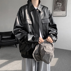 F676P68PU皮夹克翻领长袖复古时尚外套男生机车宽松型，男装夹克，星座512-6