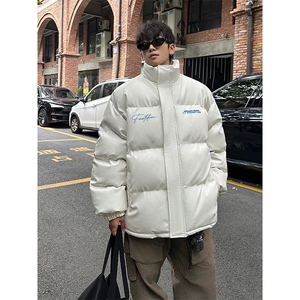 日系冬季面包棉服外套PU皮加厚防寒保暖休闲立领棉衣HY685TP85图片