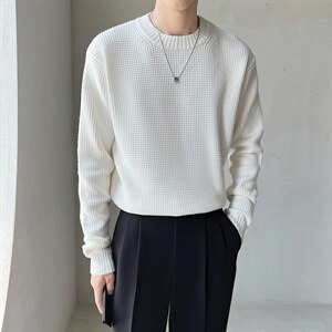 2026秋冬华夫格高级感轻熟百搭纯色毛衣圆领打底衫M60/P65特控95