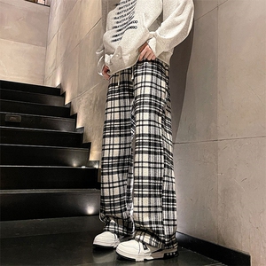 现货 DSA059-ZK7946-P60 加绒P70 呢料加绒加厚格子阔腿直筒裤图片
