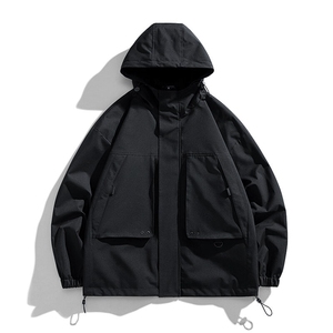 秋季冲锋衣连帽夹克男宽松落肩纯色上衣外套DSA157B-JK729-P70图片