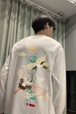 现货已做版权秋冬打底潮仙鹤宽松纯棉长袖男WY20-P30控48，男装卫衣，星座205-5
