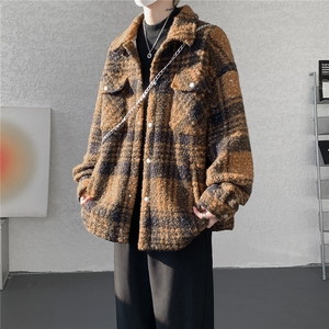 粗花呢格纹棉服复古大码夹棉加厚小香风毛圈格子呢外套LF101特P95图片