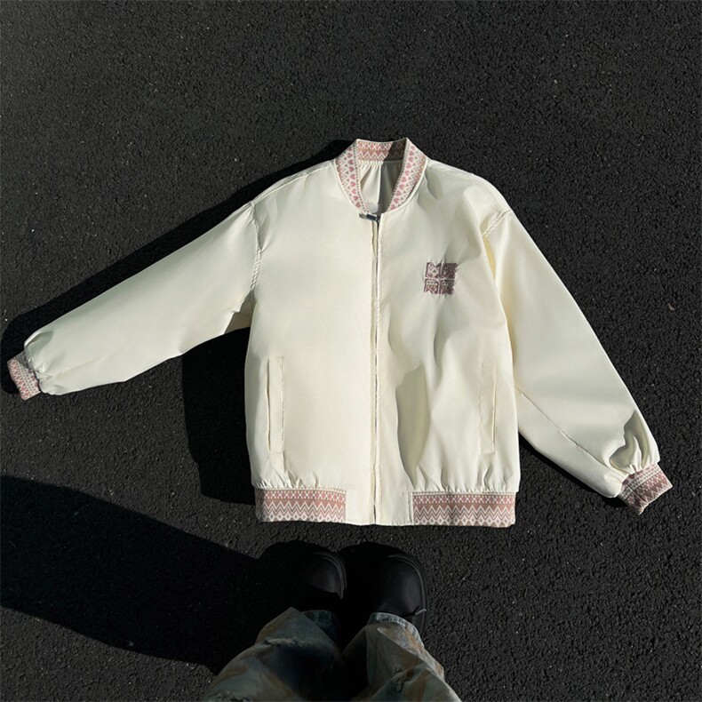 民主风提花拼接飞行夹克棒球服男 xh94-特60图片