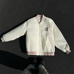 民主风提花拼接飞行夹克棒球服男 xh94-特60图片