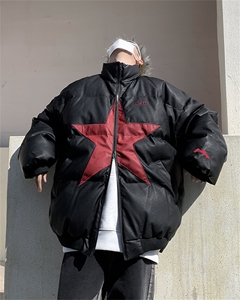 2024新款保暖休闲百搭棉袄冬季美式街头潮牌PU皮棉衣男 W8010-P95图片