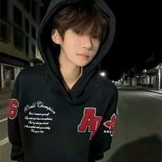 加绒卫衣时尚文艺日系新款慵懒原宿ins百搭气质潮流简约流行，男装卫衣，星座218-8
