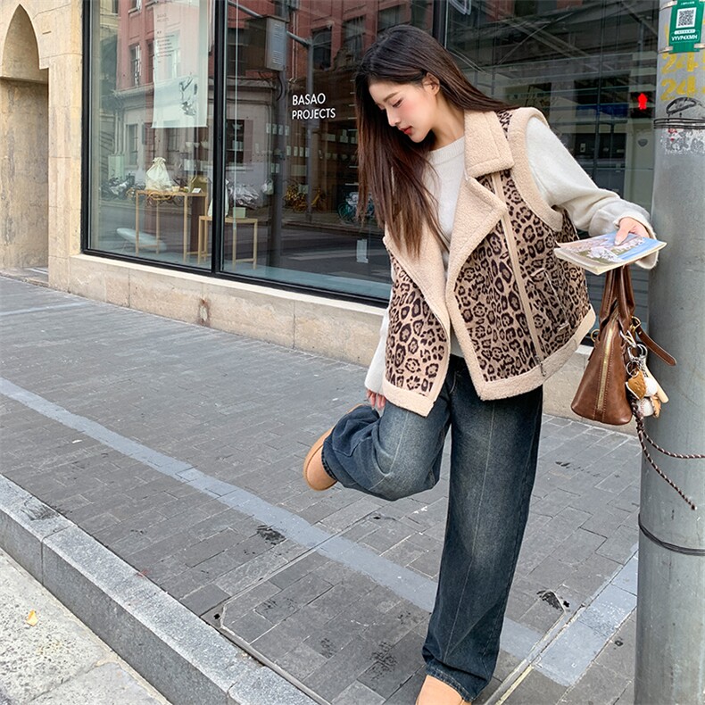 新款，豹纹马甲皮毛一体B081-8732-P125-K188,女装马甲,浙宝276（原081）