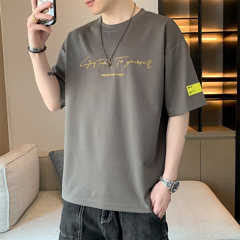 冰氧仿短袖店主风夏季休闲百搭字母印花男上衣TC3152-P22控48,男装T恤,星座717