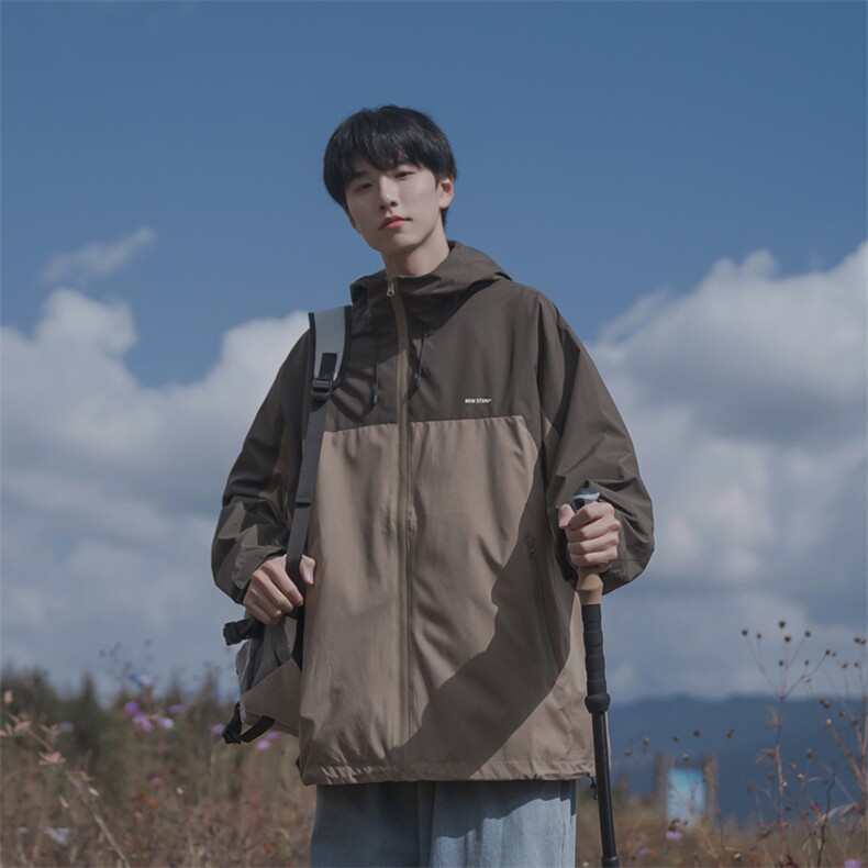 连帽防水拼接撞色夹克外套B225-YHW8459-P100-X128,男装夹克,电商B225