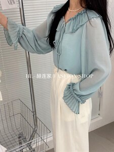 2022夏季新款韩版 防晒百折领衬衣图片