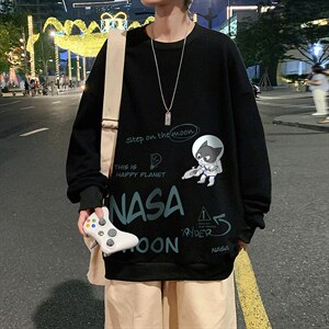 S6187-P28 加绒款-P33 秋季圆领卫衣男大码韩版宽松长袖外套图片