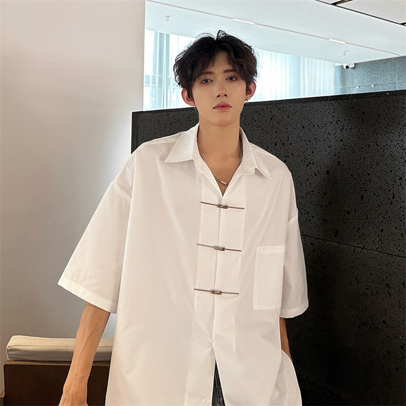 个性潮男衬衫纯色百搭 A071-C88-P40图片