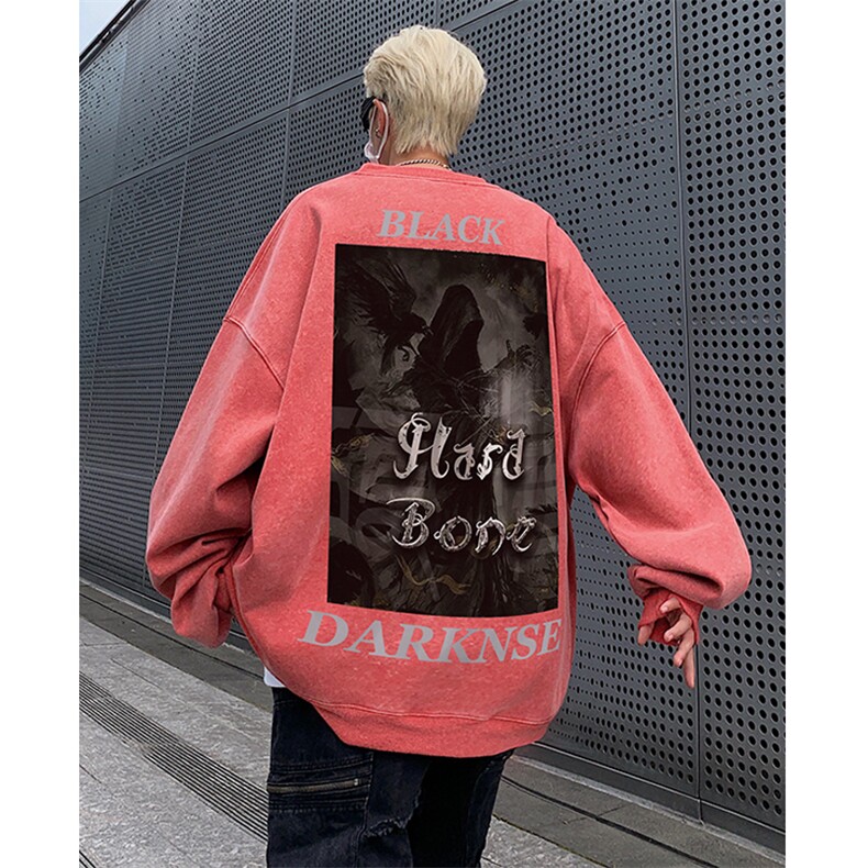 美式复古高街水洗做旧涂鸦印花圆领套头男女卫衣B289-WY188-P58,男装卫衣,电商B289