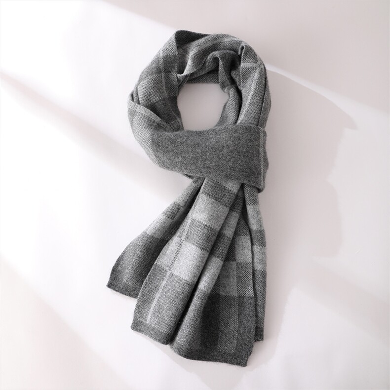 秋冬季羊绒简约休闲百搭时尚四平芝麻点男士围巾，围巾，云暖羊山羊绒