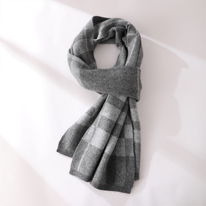 秋冬季羊绒简约休闲百搭时尚四平芝麻点男士围巾，围巾，云暖羊山羊绒