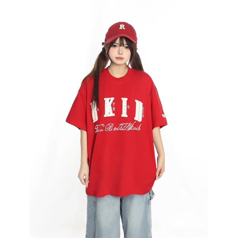 短袖T恤男女夏季潮牌美式复古钉珠高街上衣DTA215-P48,男装T恤,星座208-5