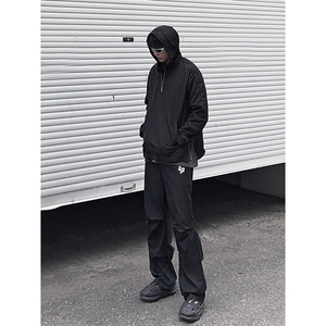 B221 美式ins街头hiphop刺绣宽松褶皱休闲裤子 LK23123-P60 控78图片