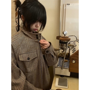 法式小香风外套男女秋冬款千鸟格哈灵顿夹克设计感上衣LB9600-p75图片