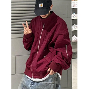 日系春秋立领夹克男女ins复古情侣宽松休闲工装外套 J691图片