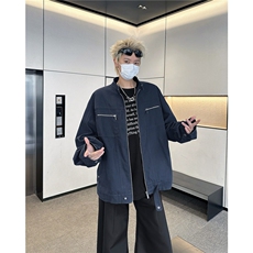 水洗牛仔外套男春款美式复古立领工装哈灵顿夹克，男装夹克，星座410-7