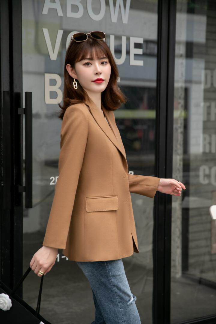 【现货】气质职场淑女咖色金纺外套，其它，水锦红