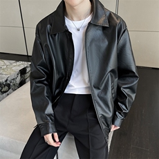 痞帅Pu皮衣小众设计感潮牌双拉链垫肩皮夹克男机车服秋冬高街外，男装夹克，星座218-1（原230）