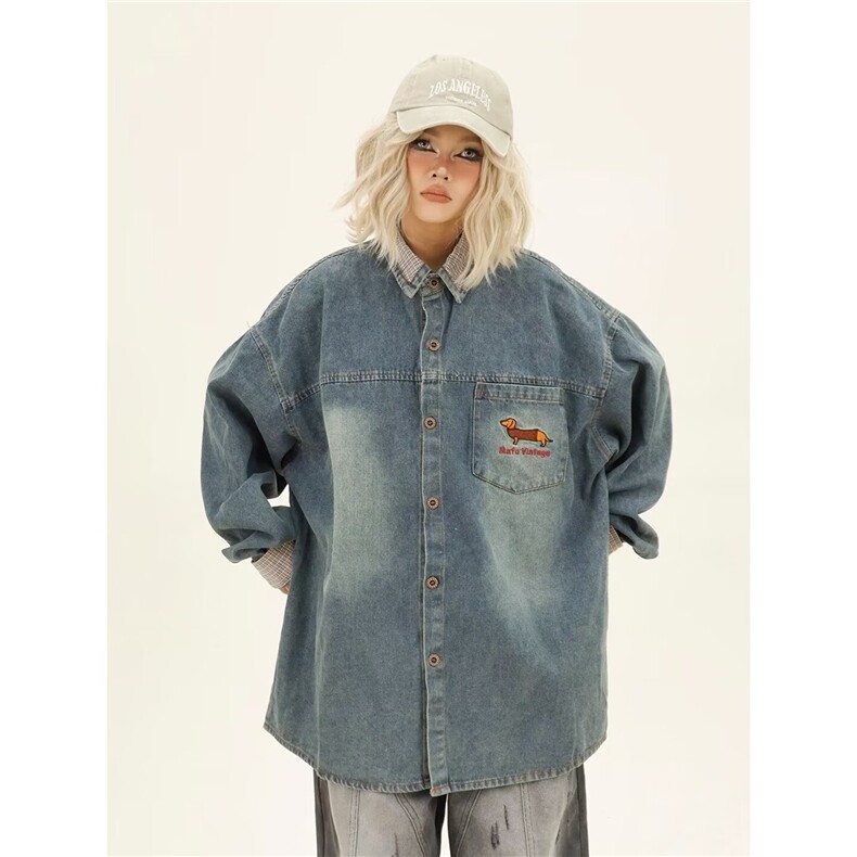 刺绣牛仔外套男春秋季潮牌青少年学生宽松休闲秋装男士夹克上衣服，男装工装外套，星座1210-1