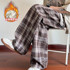 冬季舒适加绒直筒格子裤加厚银狐绒休闲裤K5767J加绒-特P35控68，男装卫衣，电商A001-1