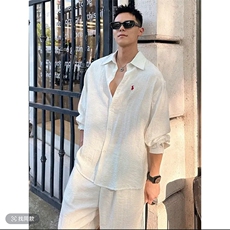 网图慎用夏休闲松弛感慵懒简约长袖衬衫套装文艺男装TC01，男装休闲套装，星座115A(原星座507）