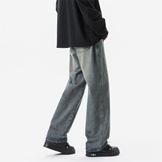 8XL-M牛仔裤美式潮牌复古水洗做旧特大码直筒宽松长裤NZ9009/P58，男装牛仔裤，电商B238