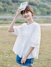 夏季新款日系木耳花边拼接小衫，其它，L·H·X