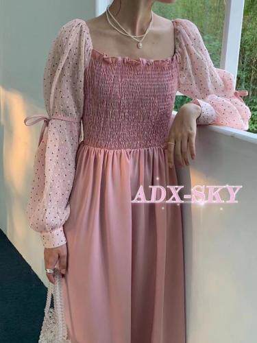 夏款洋气压褶连衣裙，女装连衣裙，奥帝秀