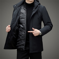V2360钱塘2020-3秋冬新款中年男士连帽羽绒服保暖休闲外套P275，男装羽绒服，钱塘207-3