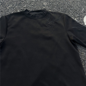 CT602-M-3XL-P26-现货！美式复古闪电刺绣长袖T恤宽松上衣