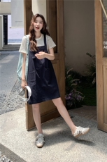 现货！现货！现货！学院风条纹短袖两件套2C212-G111-P135-K188，女装套装/套裙，2C212