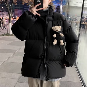 小熊立领冬季宽松加厚情侣面包服外套港风休闲棉衣男 W6077-P66图片