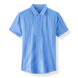 男士短袖衬衫2023夏季新款衬衣时尚休闲免烫中年男装宽松百搭衬衫图片