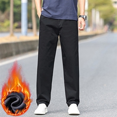 男士秋冬休闲裤宽松加绒长裤厚纯棉高腰直筒西裤D6079-P45加绒P55，男装西裤，星座509
