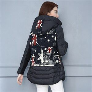 棉衣/棉服花色甜美连帽中长款时尚百搭2024年冬季休闲带帽，女装棉衣/棉服，风姿绰