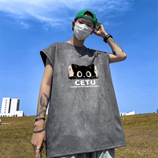 量大优供视频得物直播品220克夏季麂皮绒背心无袖T恤BJ225，男装T恤，电商A486