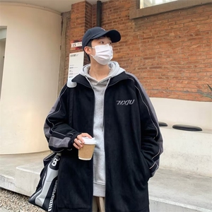 鹿皮绒外套男士春秋款美式复古潮牌上衣冬季高街立领休闲男装夹克图片