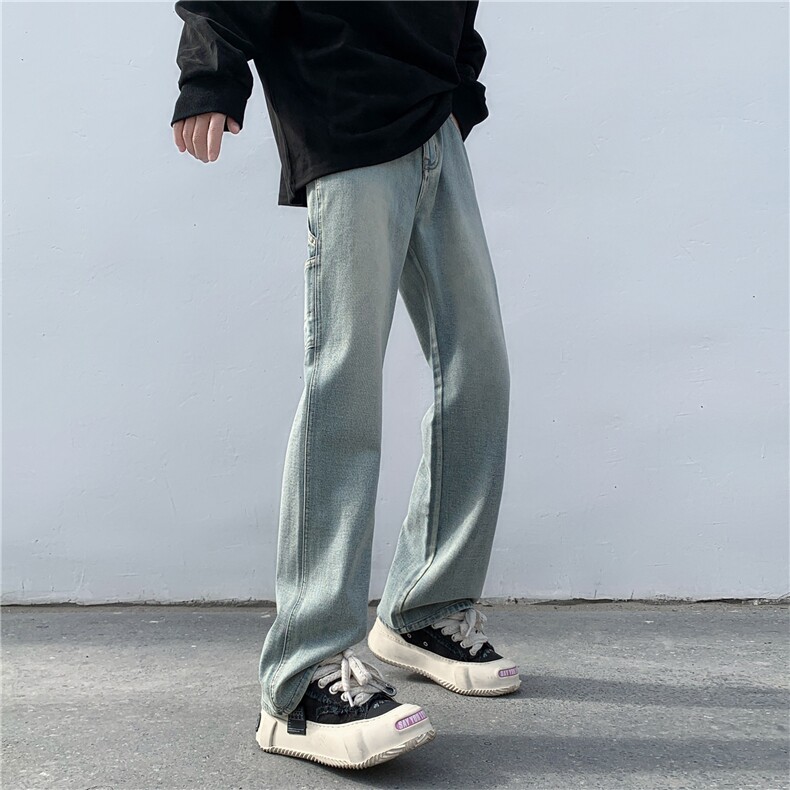 美式高街牛仔裤显瘦显高做旧牛仔长裤A061-W9973-P65控88图片