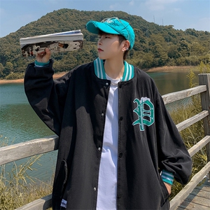 棒球服牛仔外套男韩版潮流拼色2023秋冬新款ins宽松夹克W4008-P58图片