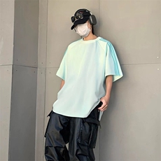 抖音得物品质二开240克宽松纯棉美式潮牌印花三条杠中性风短袖T恤，男装T恤，电商A486