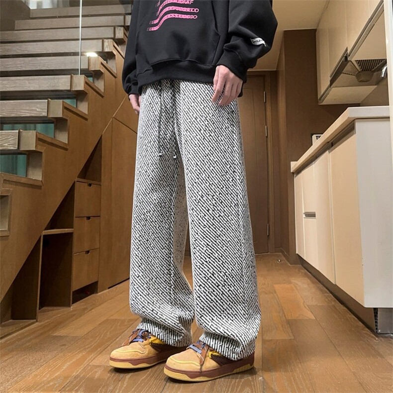 2026男士休闲裤春秋潮流时尚条纹直筒裤网红韩版青年痞帅运动裤，女装休闲裤，星座715-4