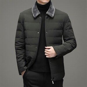 21冬季新款90羽绒服男翻领宽松休闲简约百搭毛领外套DD21703-P250，男装羽绒服，电商B212（原钱塘6029）