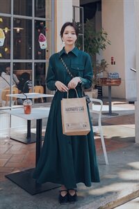 大货已出 2020春季新款系腰带连衣裙裙长裙225-F15图片