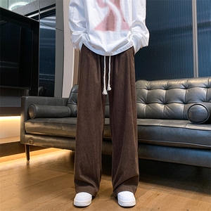 8XL-M特大码秋季新款垂感休闲裤男宽松直筒裤男裤拖地裤K942P40图片